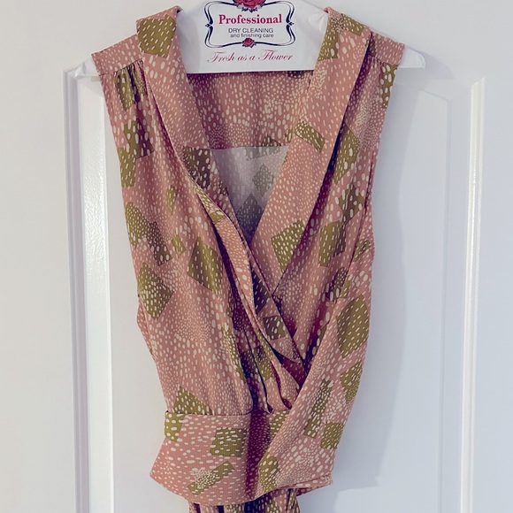 Ilse Jacobson Wrap Dress Green and Brown - Picture 1 of 3